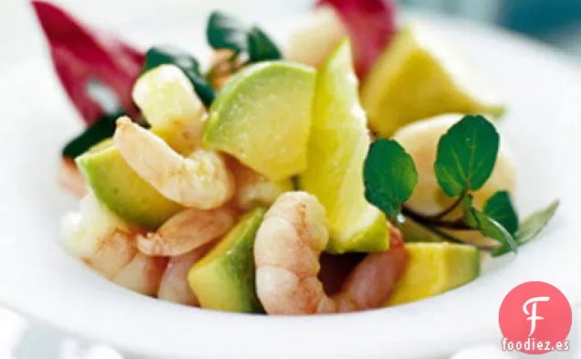 Gambas de aguacate en aderezo de wasabi