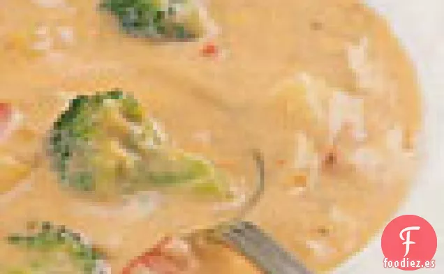 Brócoli, Pimiento Rojo Y Sopa De Queso Cheddar