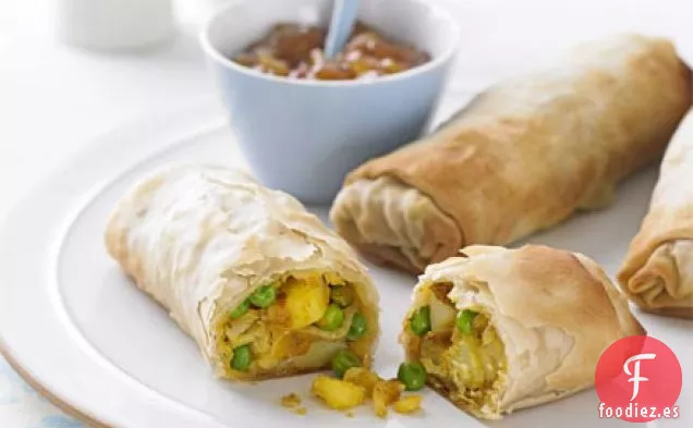 Rollos de guisantes y patatas con especias