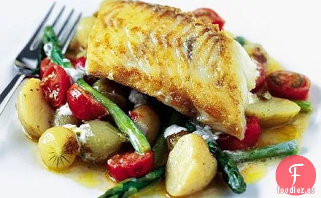 Eglefino salteado con verduras de verano