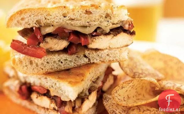 Sándwiches de Pollo y Pimiento Glaseados con Balsámico