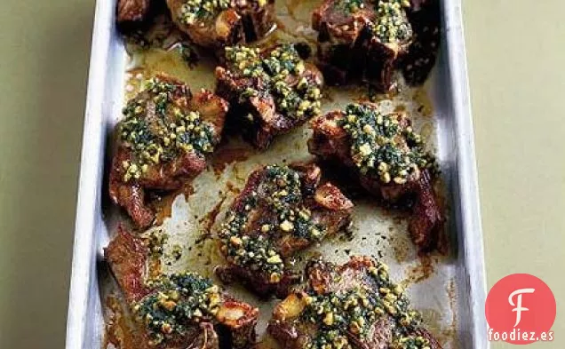 Chuletas de cordero con pesto de cilantro