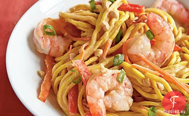 Fideos Fríos de Maní con Camarones