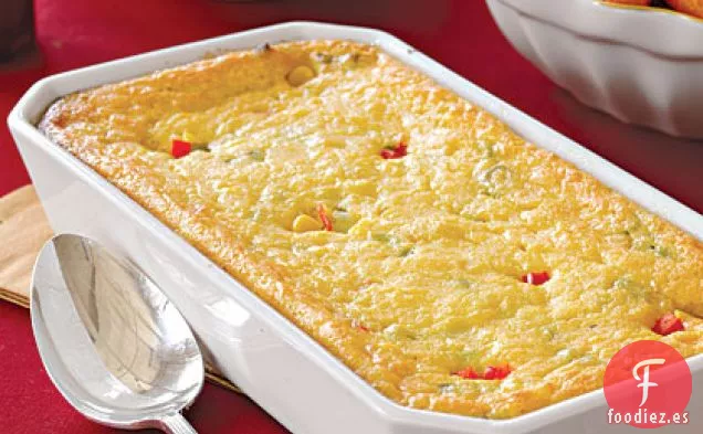 Budín de Maíz con Cebolletas y Pimiento Rojo