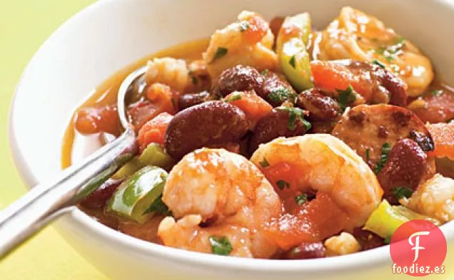Estofado de Camarones Criollos y Salchichas