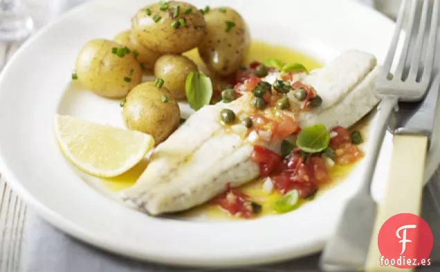 Lubina a la parrilla con salsa vierge