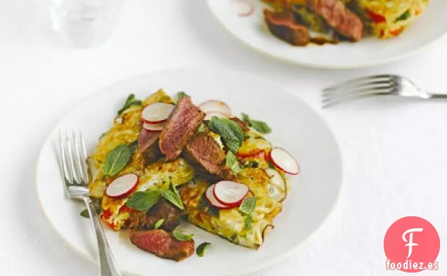 Carne de res Hoisin con pastel de fideos crujientes