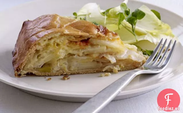 Pastel de queso, cebolla y patata