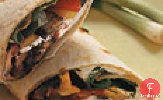 Envolturas de Champiñones con Espinacas, Pimientos y Queso de Cabra