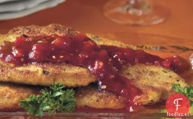 Pané De Pollo Con Salsa De Pimiento Rojo Dulce y Picante