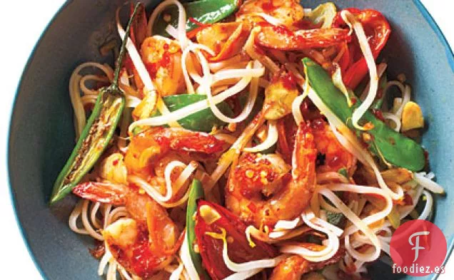 Camarones Dulces y Picantes con Fideos de Arroz