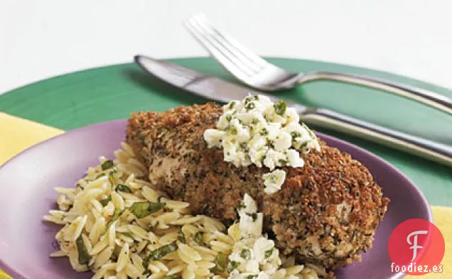 Pollo con Costra de Hierbas con Salsa Feta