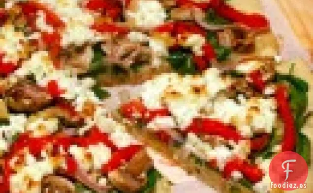 Pizza De Pimiento Morrón, Cebolla Roja Y Queso De Cabra