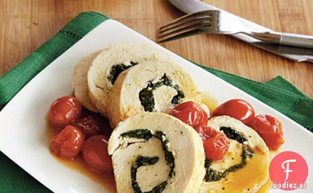 Espinacas y Pollo Relleno de Queso Feta