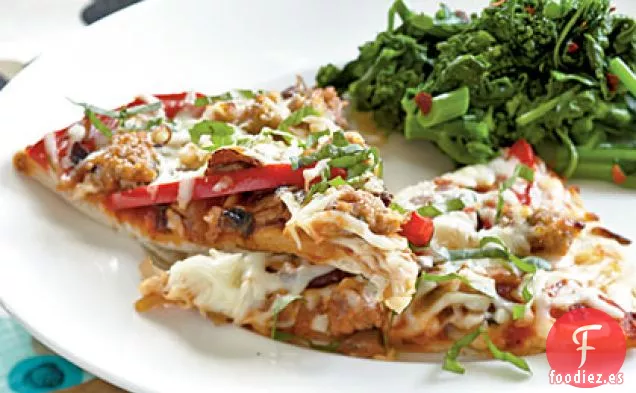 Pizza de Salchichas, Pimienta y Champiñones