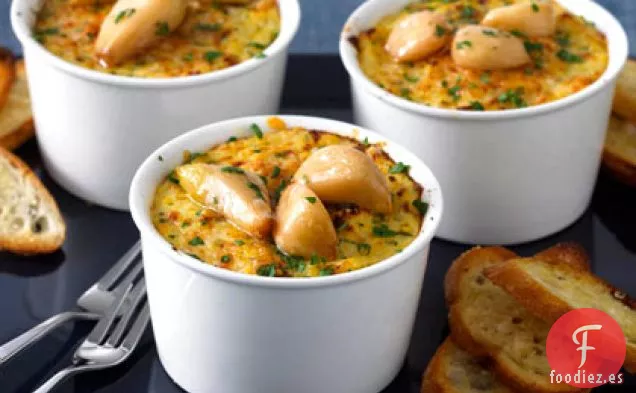 Polenta al horno con Ajo y Crostini de Parmesano