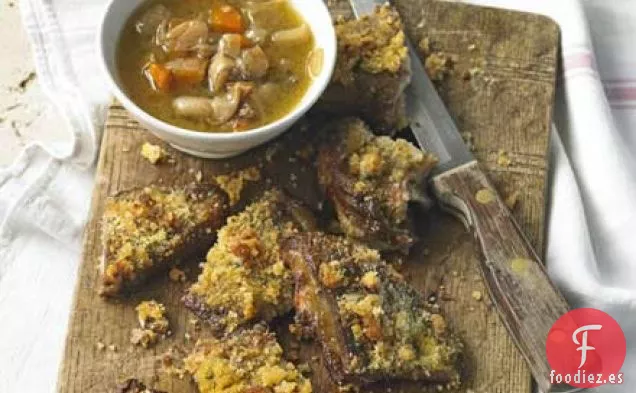 Pechuga de cordero con costra de mostaza