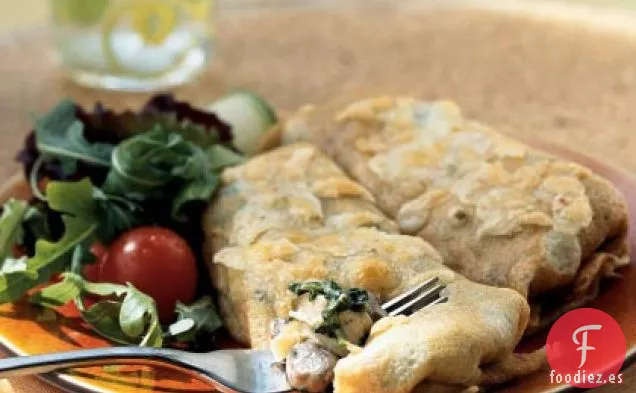 Crepes de Pollo, Espinacas y Champiñones