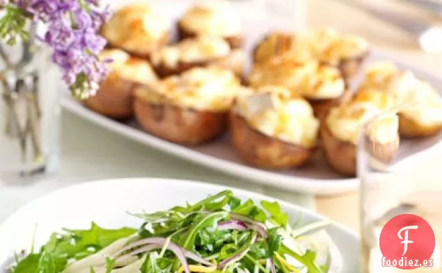 Patatas dos veces al horno con queso de cabra
