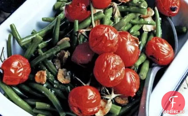 Judías verdes con tomates a la plancha