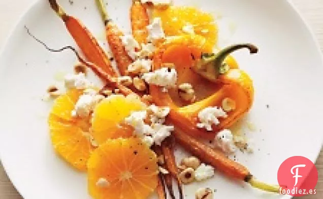 Pimientos Dulces Asados Y Zanahorias Con Naranja Y Avellanas