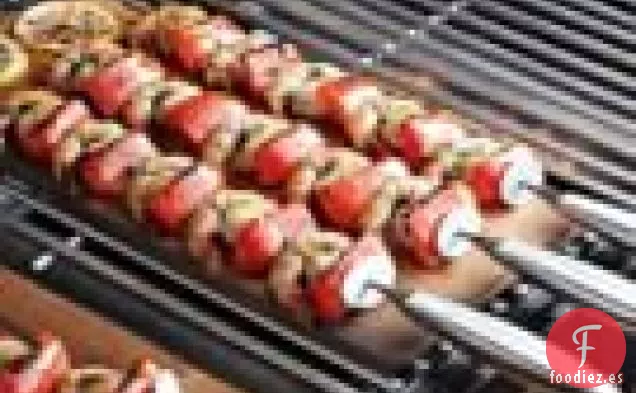 Brochetas De Camarones Y Pimiento Morrón