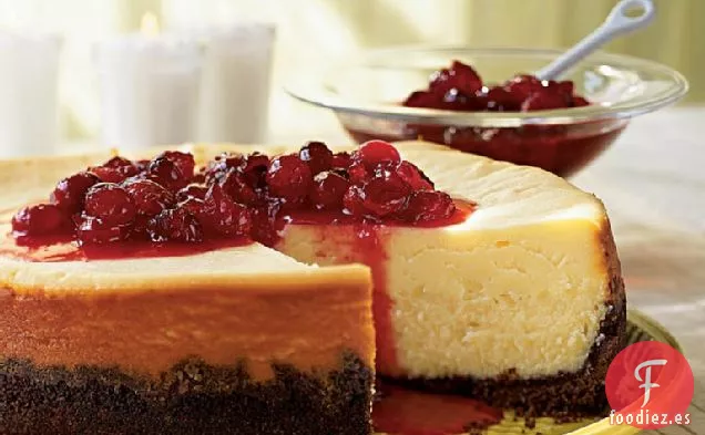 Tarta de Queso de Chocolate Blanco con Compota de Grosella de Arándano