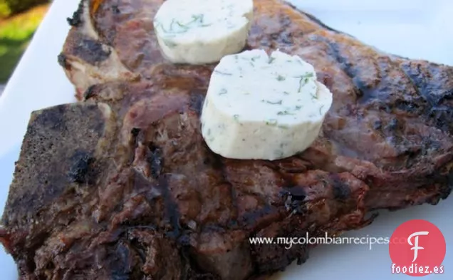 Carne a la Parrilla con Cilantro, Cebolleta y Mantequilla de Comino