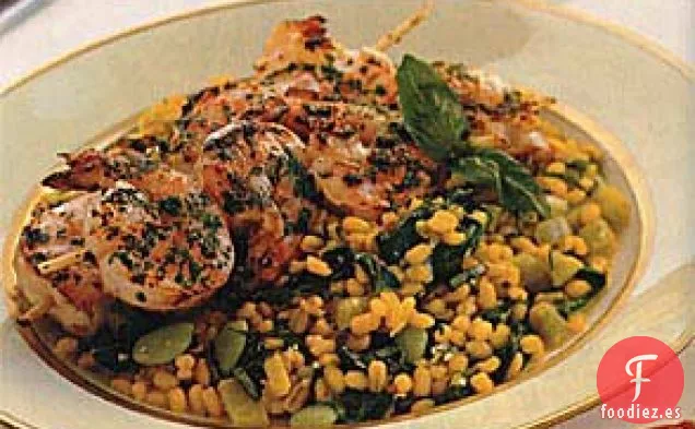 Pinchos de Camarones a la Naranja y Ajo Asados