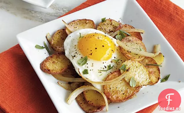 Monedas de Patata con Huevos Fritos