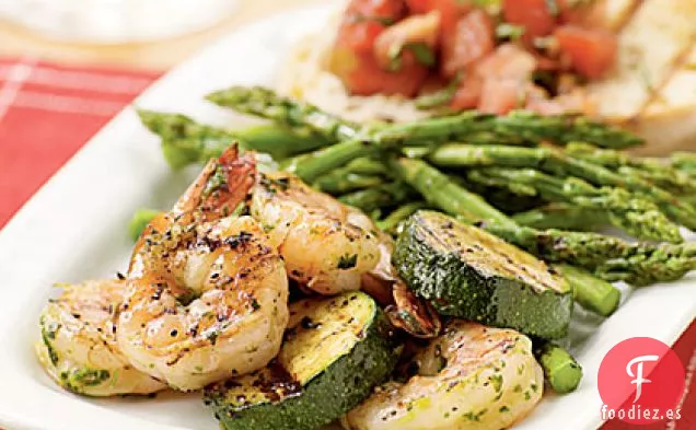 Kebabs de Camarones Italianos a Base de Hierbas