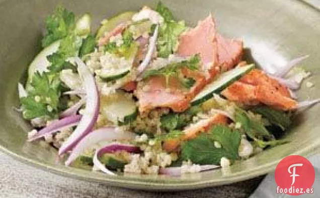 Ensalada De Bulgur Mentolado Con Salmón Y Pepinos Receta