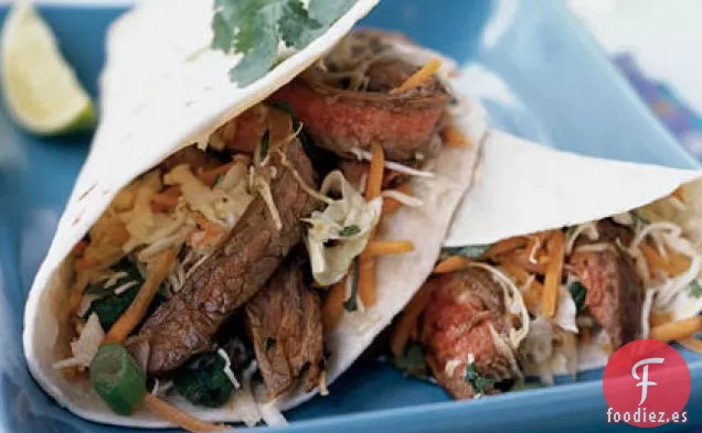 Tacos de Carne Tailandesa con Ensalada de Limón y Cilantro