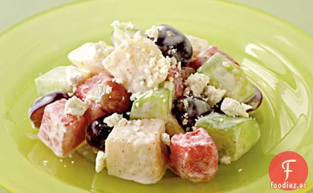 Ensalada de Pepino, Pera Asiática y Sandía con Salata de Ricotta