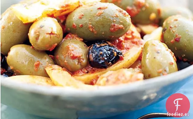 Aceitunas Mixtas con Harissa y Limones en Conserva