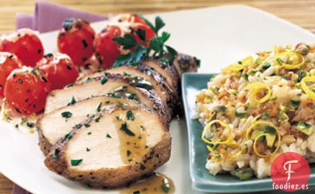 Pechugas de Pollo Frotadas con Especias con Salsa de Limón y Chalota