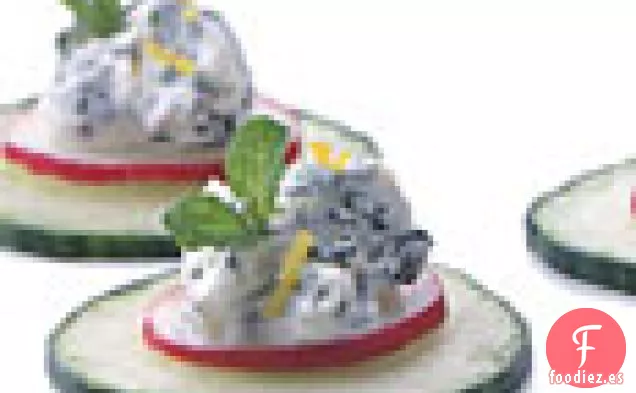 Rodajas de Pepino con Queso Crema y Hierbas