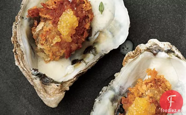 Ostras Fritas con Crema Fresca Picante