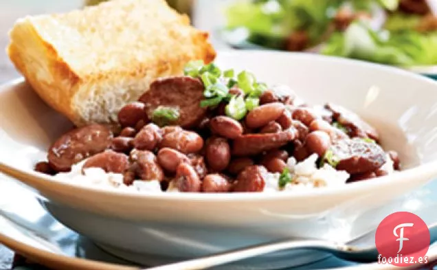 Frijoles Rojos y Arroz con Salchicha de Pavo Ahumado