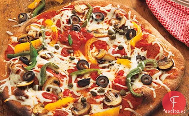 Pizza de Champiñones, Pimienta, Aceitunas y Alcaparras