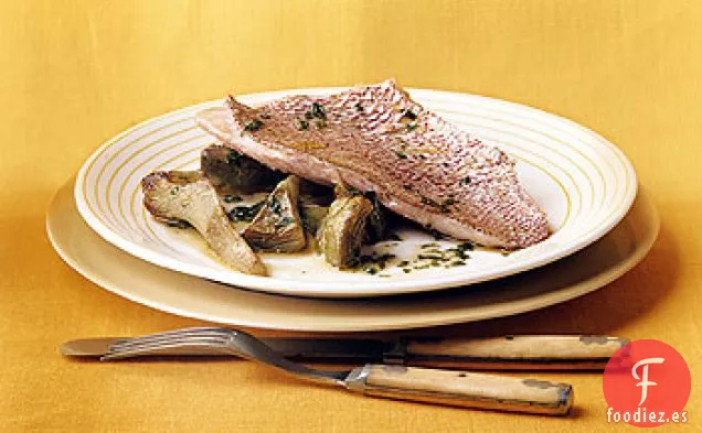 Pargo Asado con Alcachofas y Limón