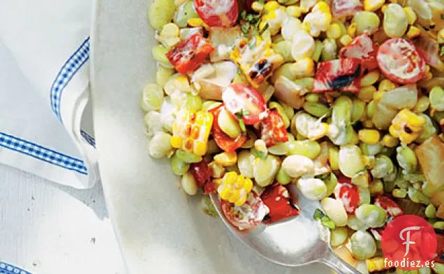 Ensalada de Frijoles con Maíz y Mantequilla a la Parrilla