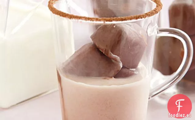 Leche con Cubitos de Hielo de Chocolate Caliente