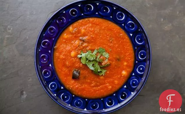 Sopa De Berenjena Asada Y Tomate