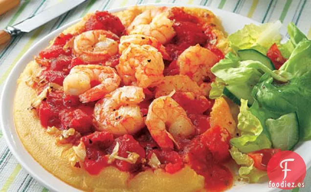 Polenta con Camarones y Tomates