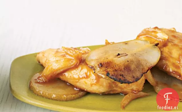Pollo Glaseado de Naranja con Peras