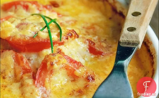 Bacalao Con Queso Cheddar y Tomates