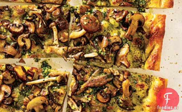 Pizza con Pesto de Cuatro Setas