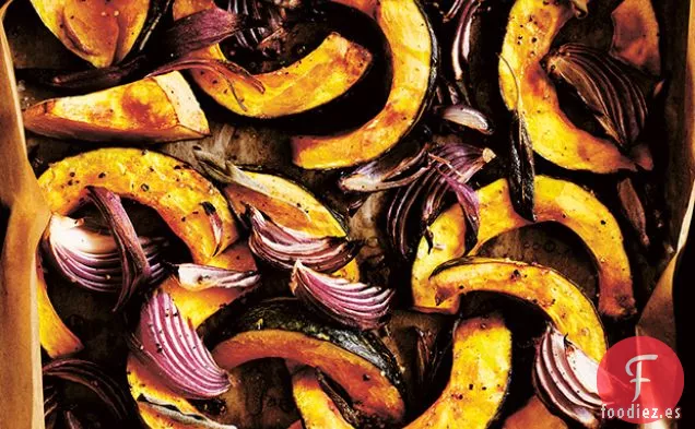 Calabaza al Horno con Limón, Verduras Salteadas y Aderezo de Comino Tostado