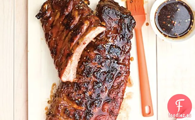 Costillas de Bebé a la Parrilla con Glaseado de Azúcar Morena Pegajoso